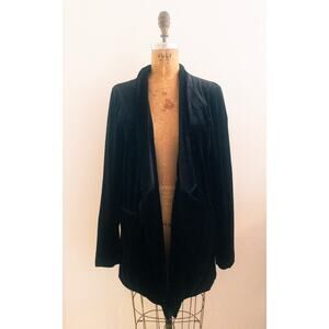 Vero Moda Black Velvet Oversized Open Front Blazer Size Large